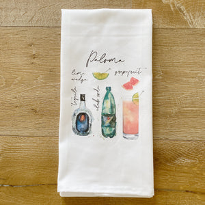Paloma Watercolor Tea Towel - Linen and Ivory