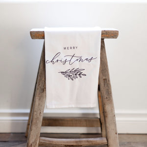 Merry Christmas Calligraphy Tea Towel