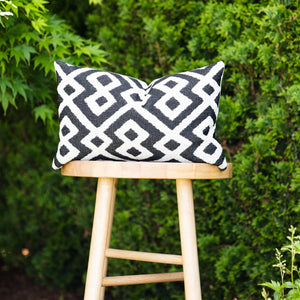ONYX || Black & Ivory Geometric Indoor/Outdoor Pillow Cover