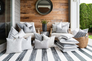 SHADOW || Charcoal & Ivory Striped Indoor/Outdoor Pillow Cover