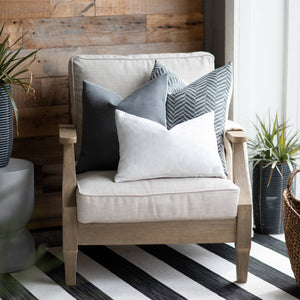 SLATE || Gray Subtly Striped Indoor/Outdoor Pillow Cover