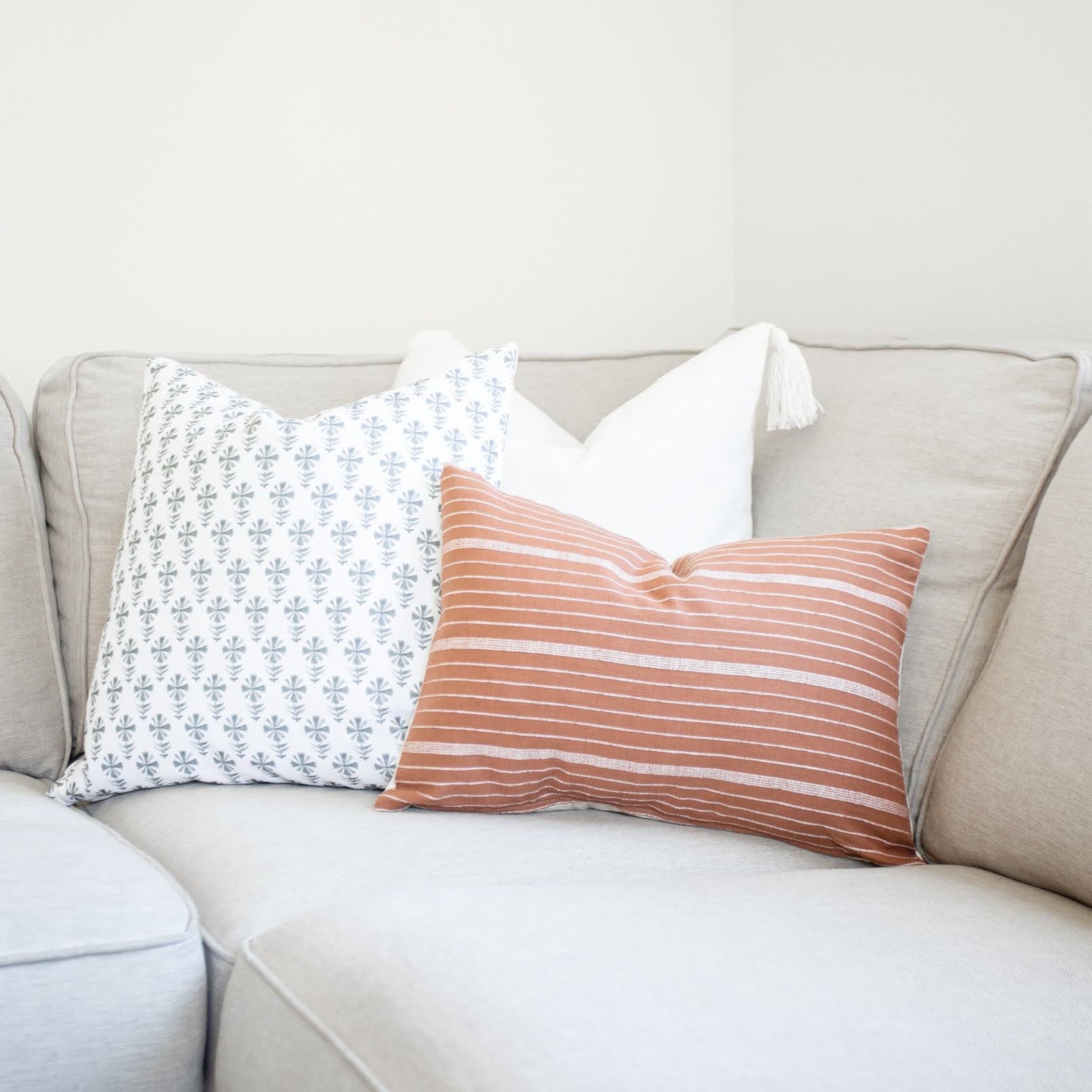 LILA || Rust & White Striped Pillow Cover