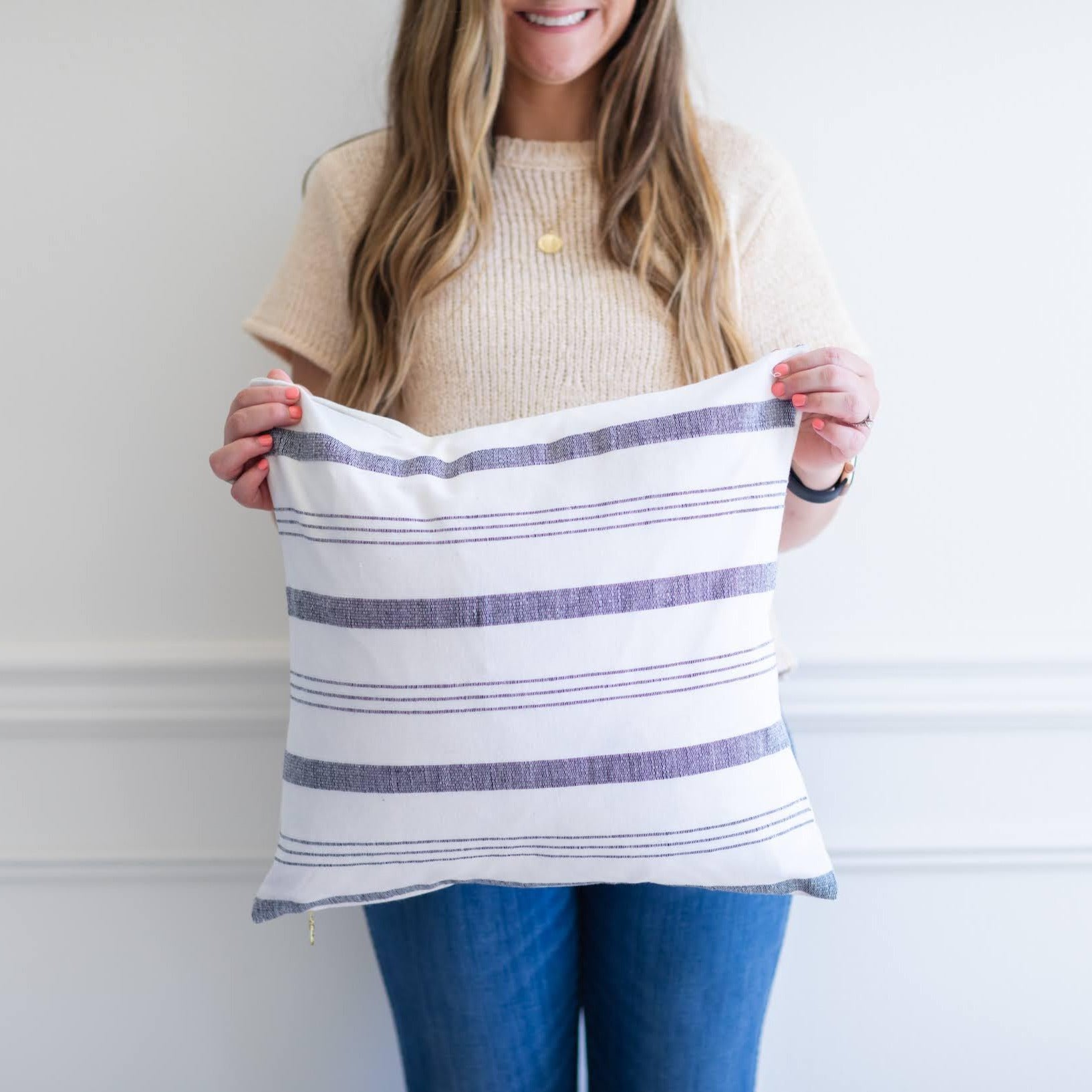 ROWAN || White with Navy Stripes