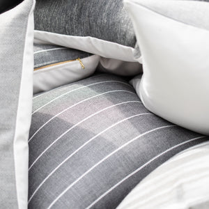SHADOW || Charcoal & Ivory Striped Indoor/Outdoor Pillow Cover