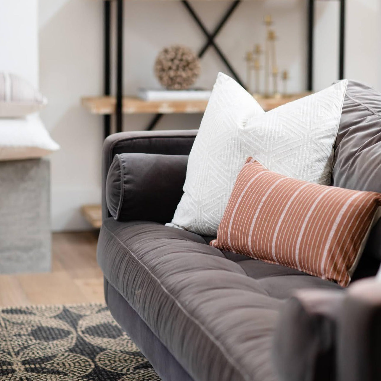 LILA || Rust & White Striped Pillow Cover