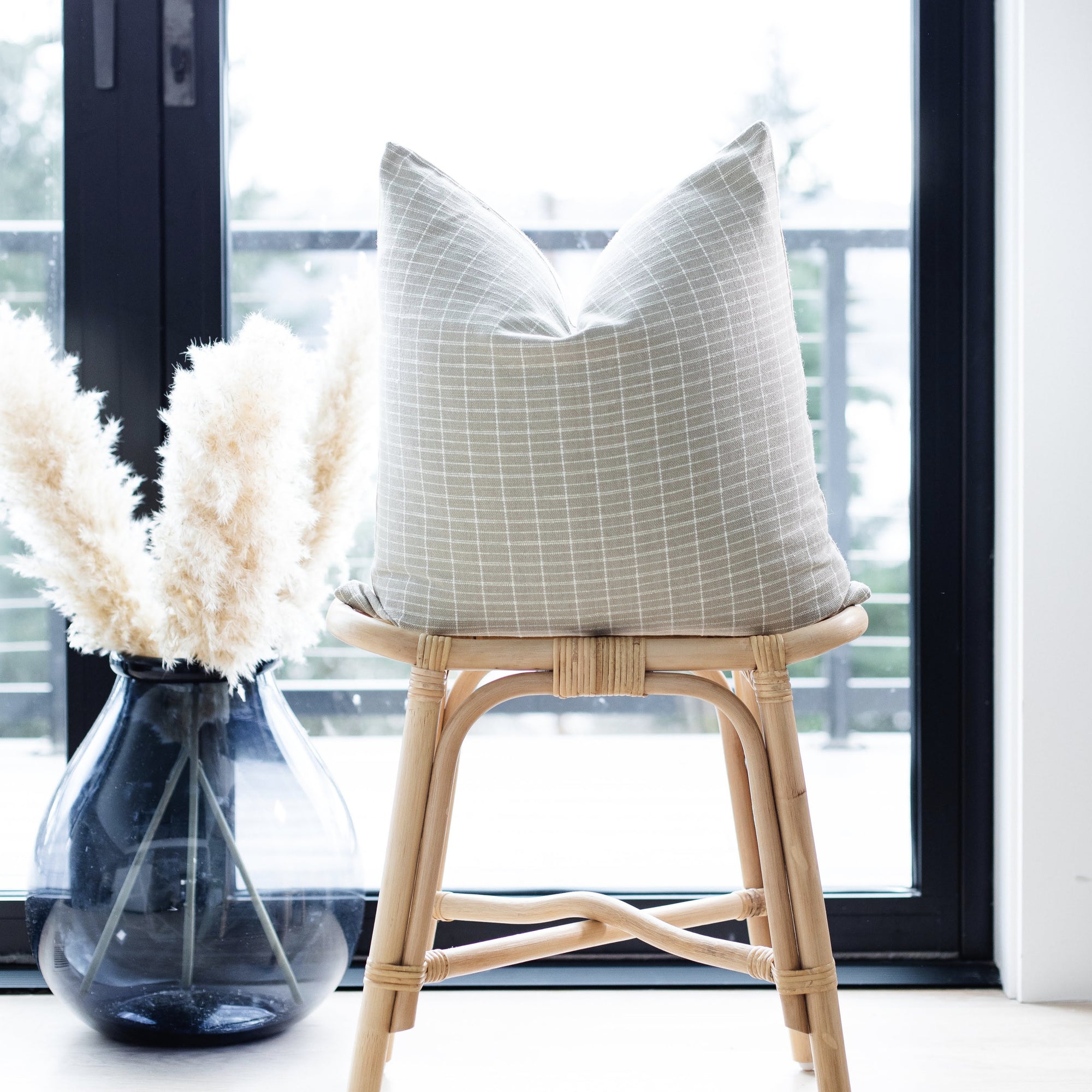 OLLY || Sand & Ivory Gridded Pillow Cover
