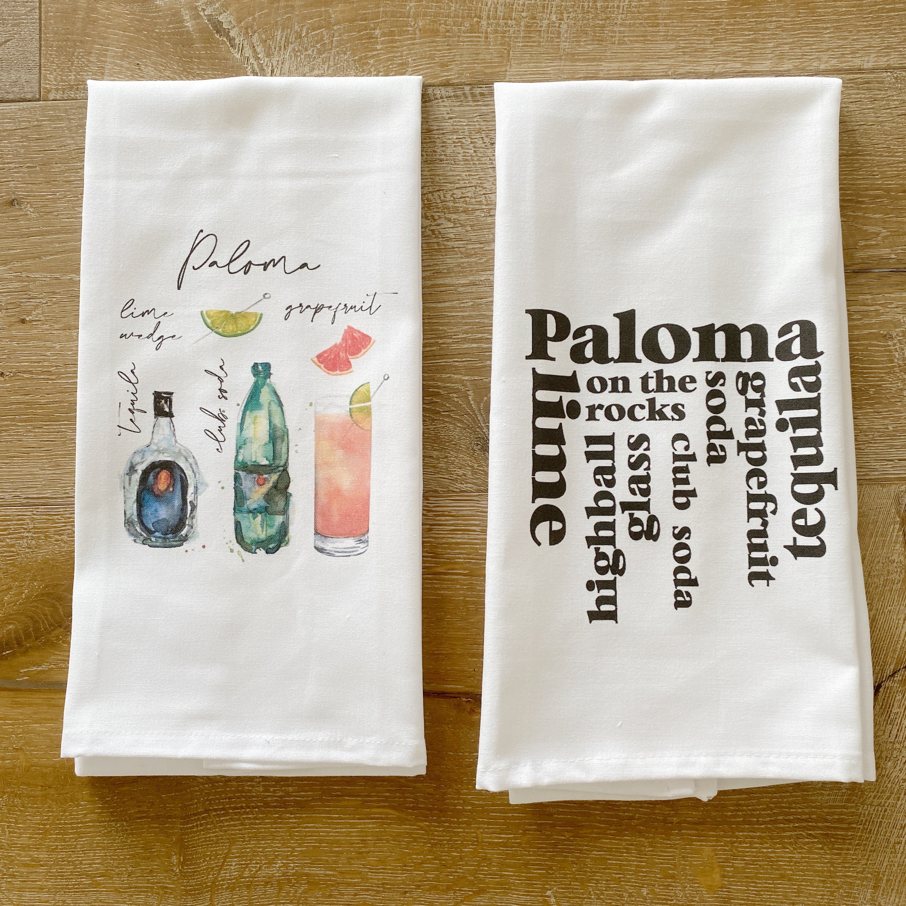 Paloma Watercolor Tea Towel - Linen and Ivory
