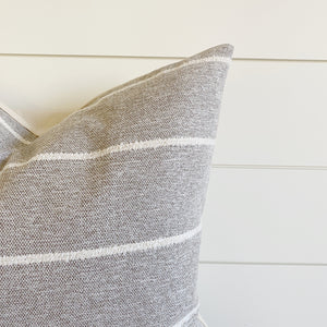 HOPE || Warm Gray & Ivory Striped Pillow Cover