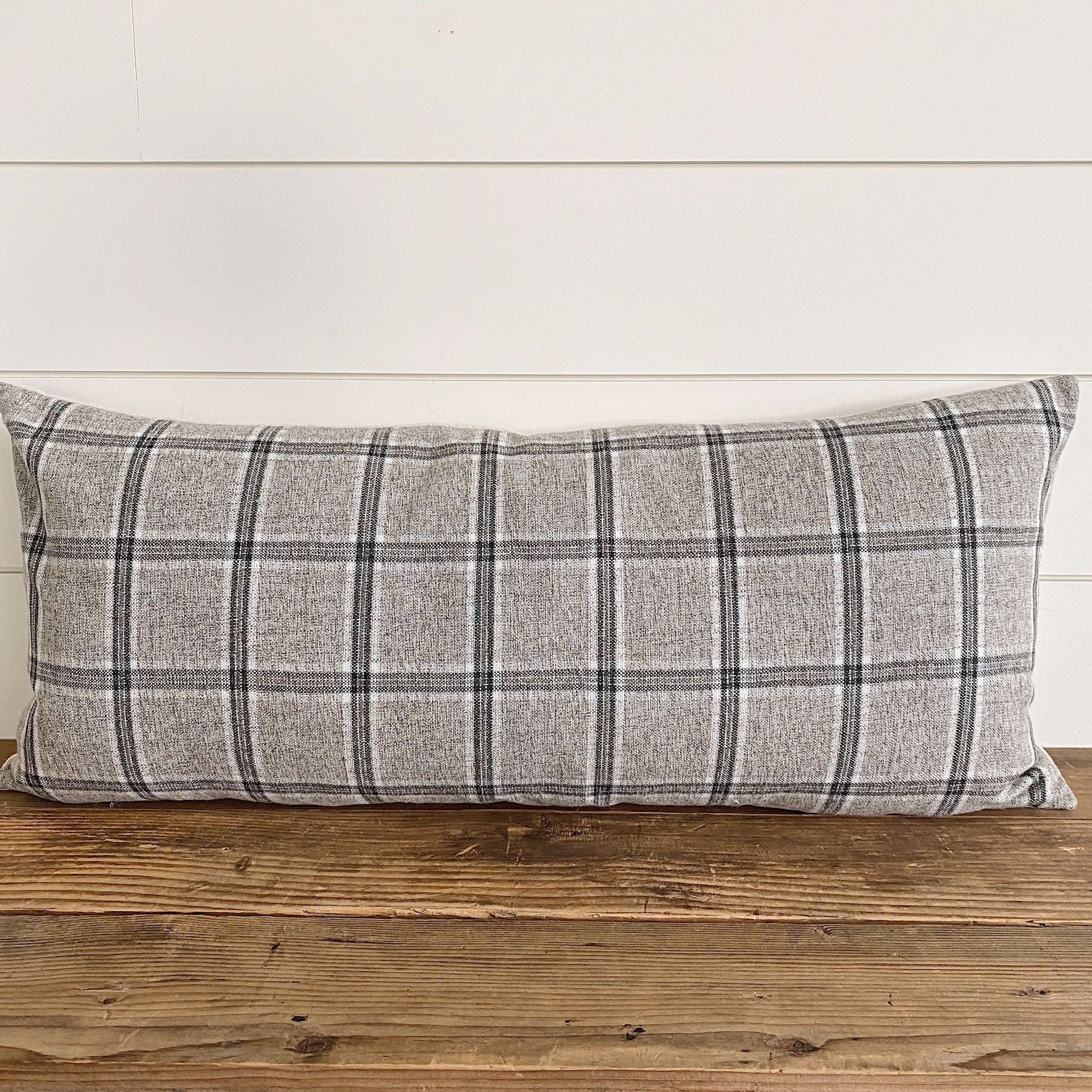 PRESLEY || Gray Plaid Pillow Cover