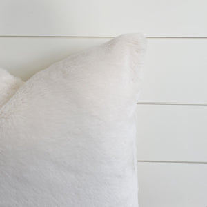 "Hadley" Fur Pillow Cover (PRE-ORDER) - Linen and Ivory
