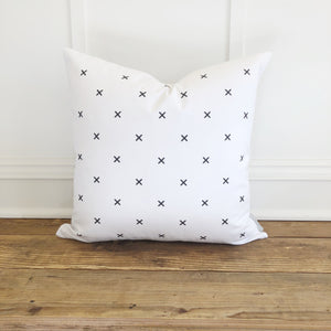 X Pattern Pillow Cover - Linen and Ivory