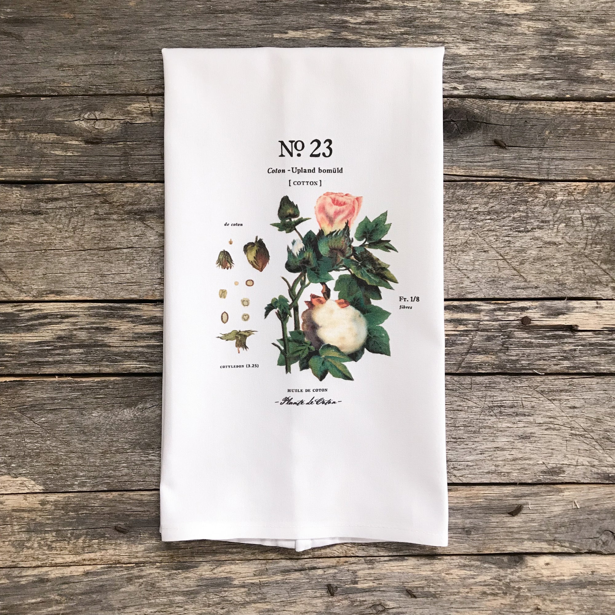 Cotton Botanical No. 23 Tea Towel - Linen and Ivory