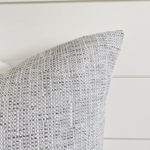ASHER || Indoor/Outdoor Gray Woven Pillow Cover