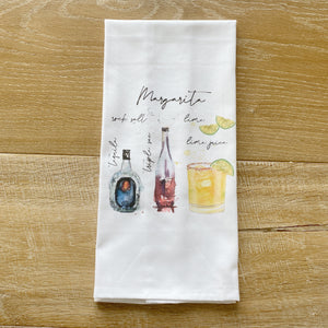 Margarita Watercolor Tea Towel - Linen and Ivory