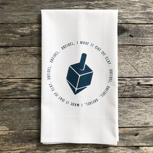 Dreidel Song Tea Towel - Linen and Ivory