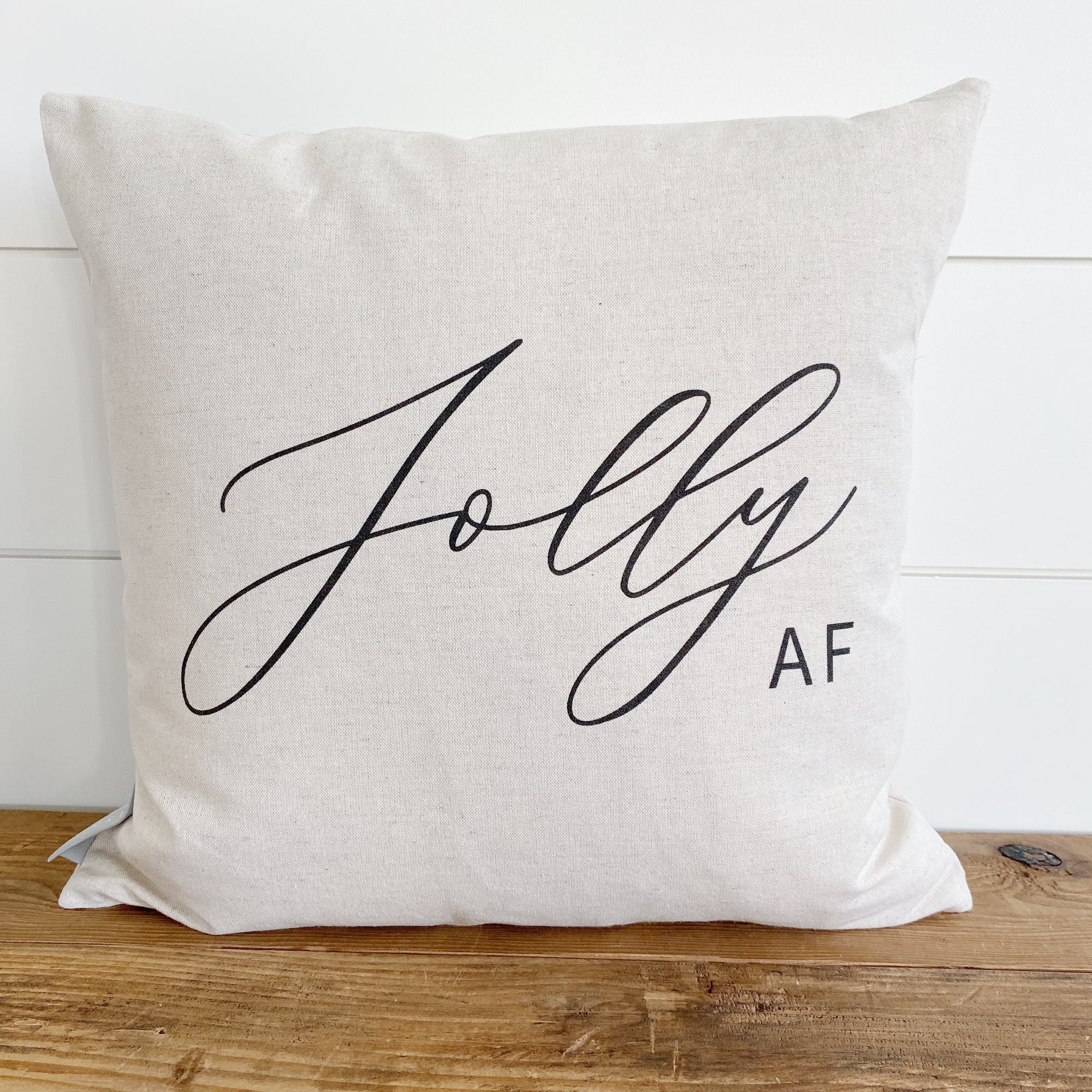 Jolly AF Calligraphy Pillow Cover - Linen and Ivory