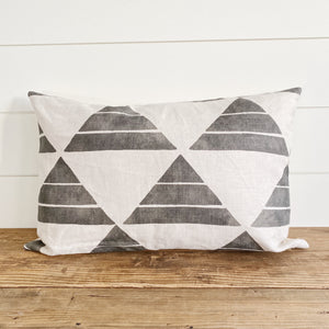 "Pierce" Geometric Pillow Cover-House on 77th Collection - Linen and Ivory