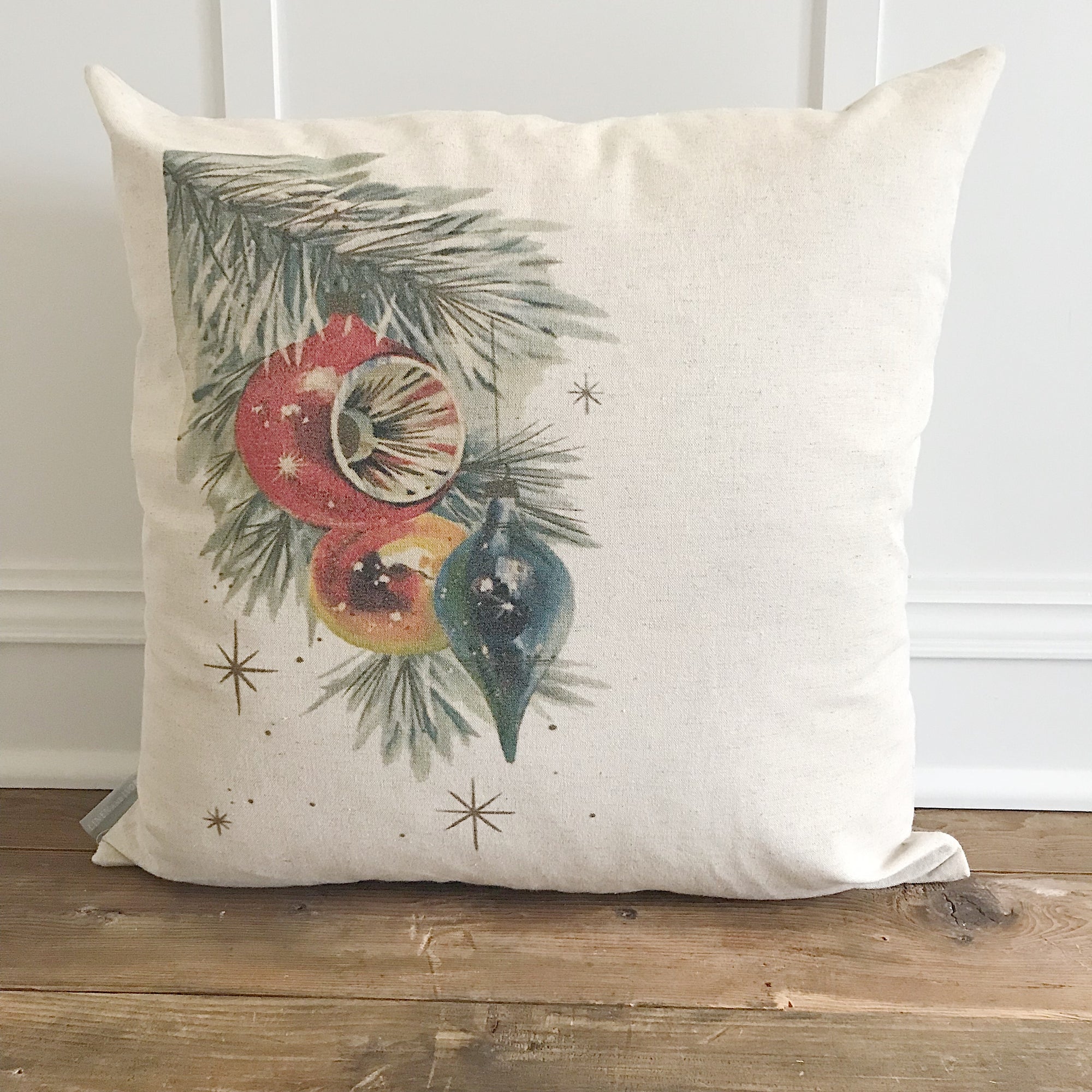 Mid Mod Ornament Pillow Cover (Design 2) - Linen and Ivory