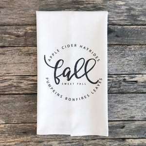 Fall Sweet Fall Tea Towel - Linen and Ivory