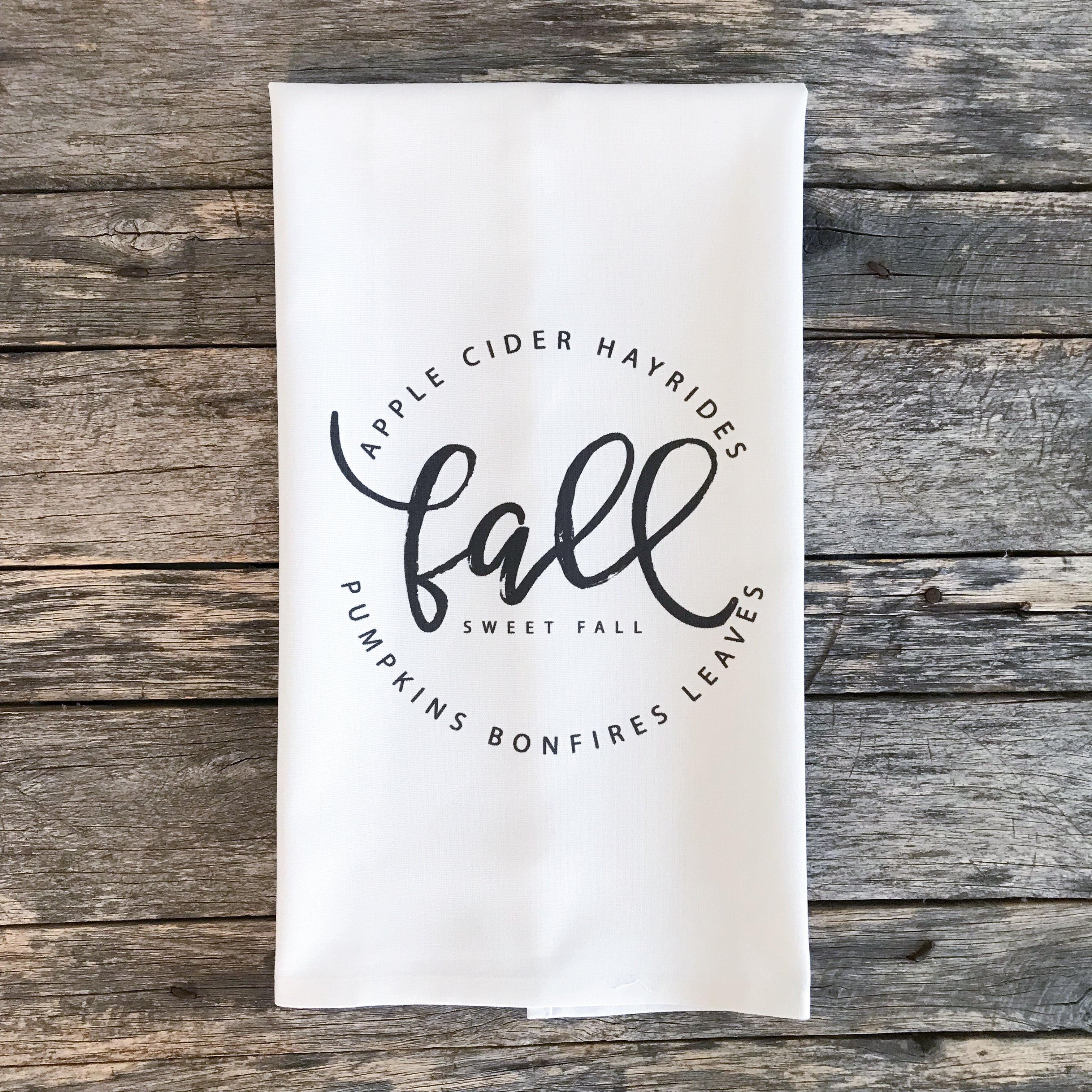 Fall Sweet Fall Tea Towel - Linen and Ivory