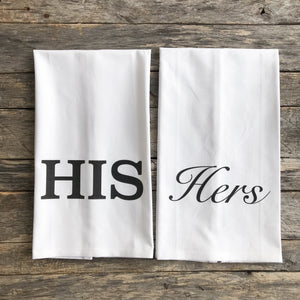 His & Hers Tea Towels - Linen and Ivory