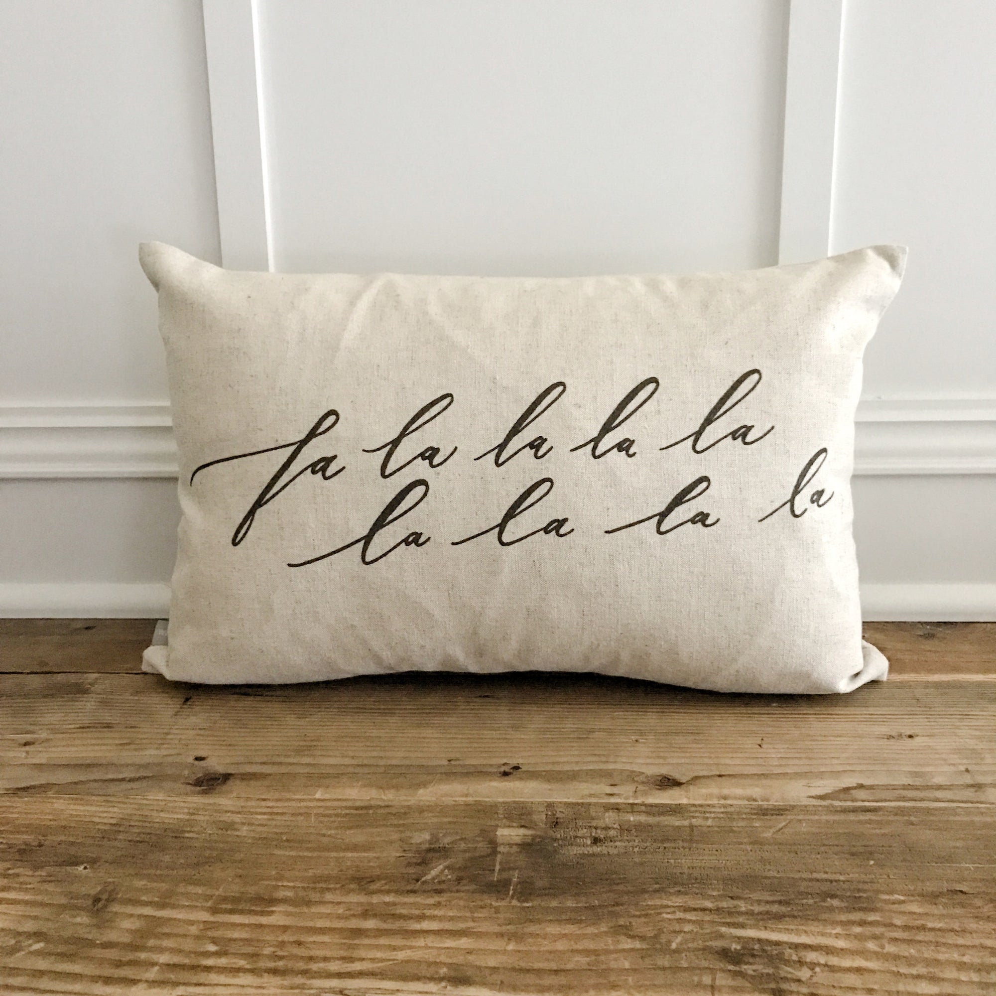 Falalalala Calligraphy Pillow Cover - Linen and Ivory