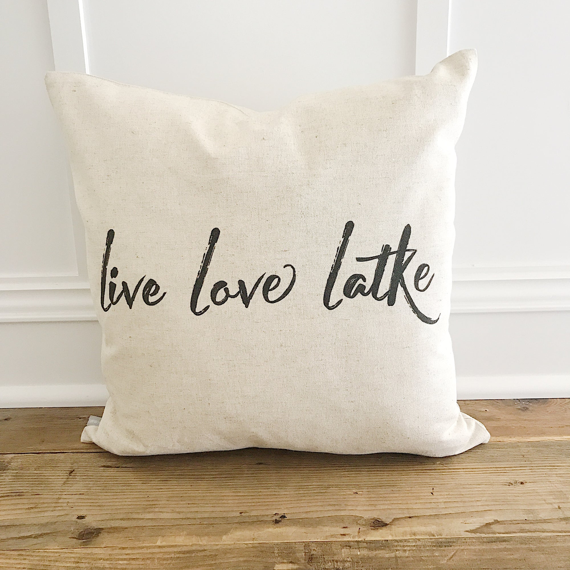 Live Love Latke Pillow Cover - Linen and Ivory