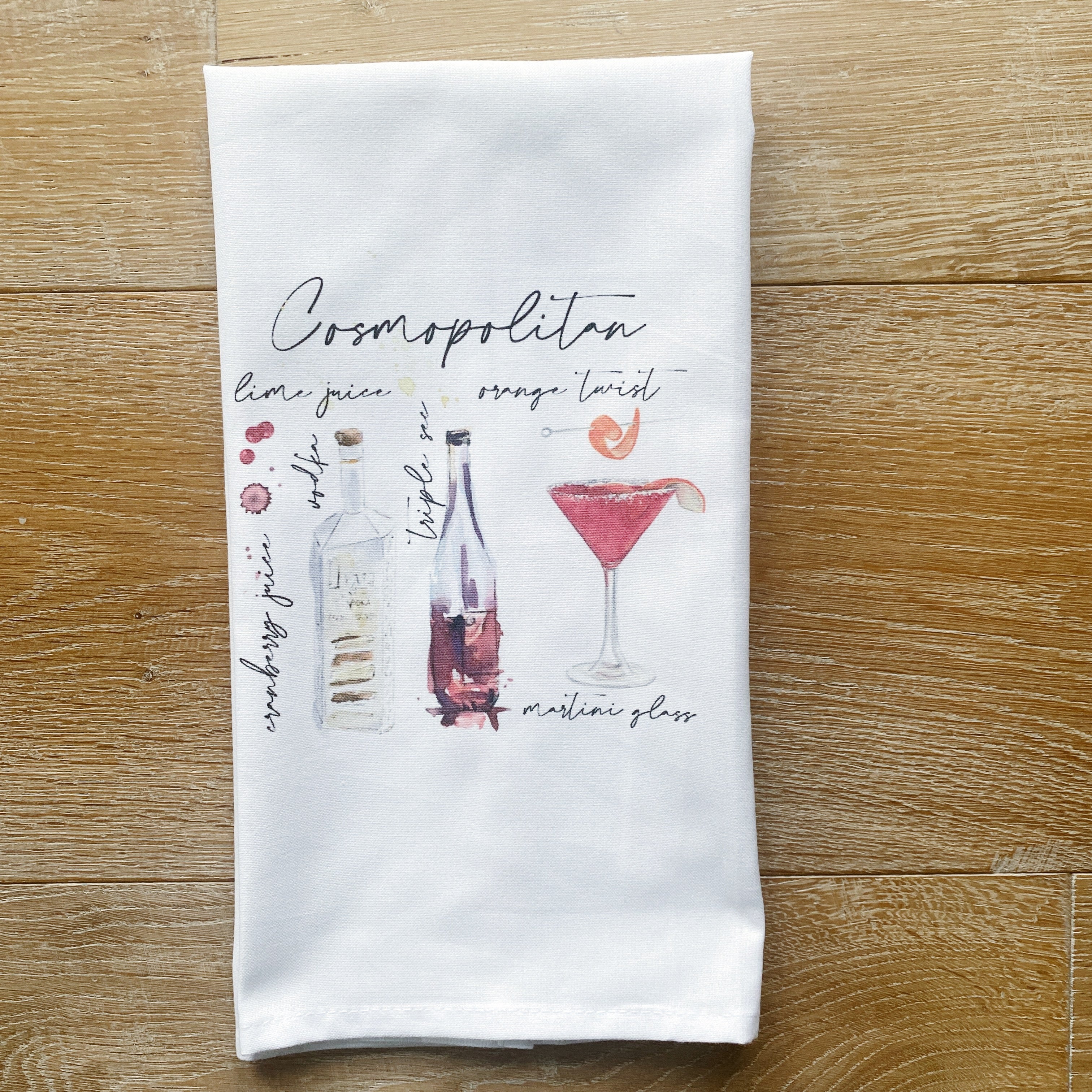 Cosmopolitan Watercolor Tea Towel