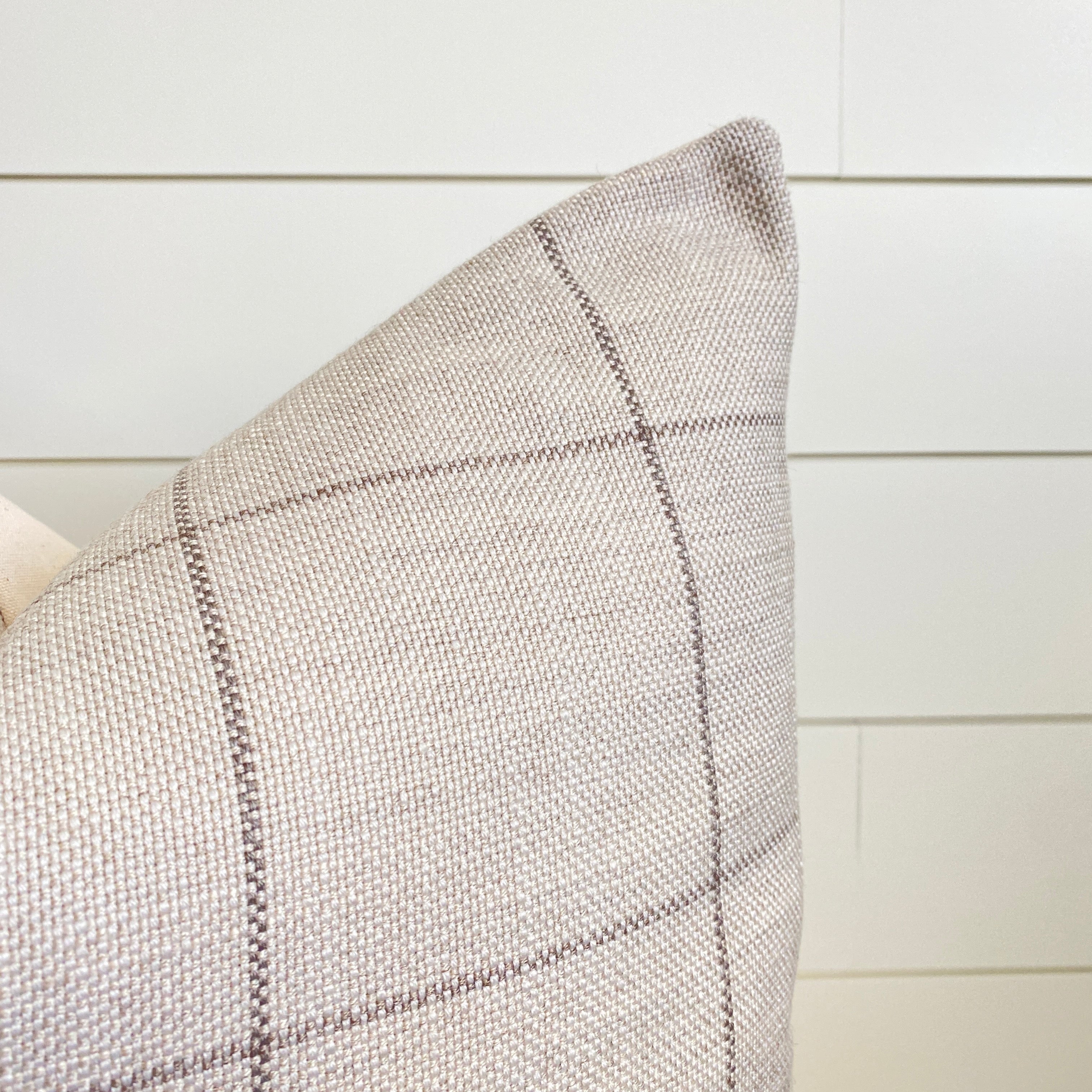BRODERICK || Khaki Window Pane Pillow Cover