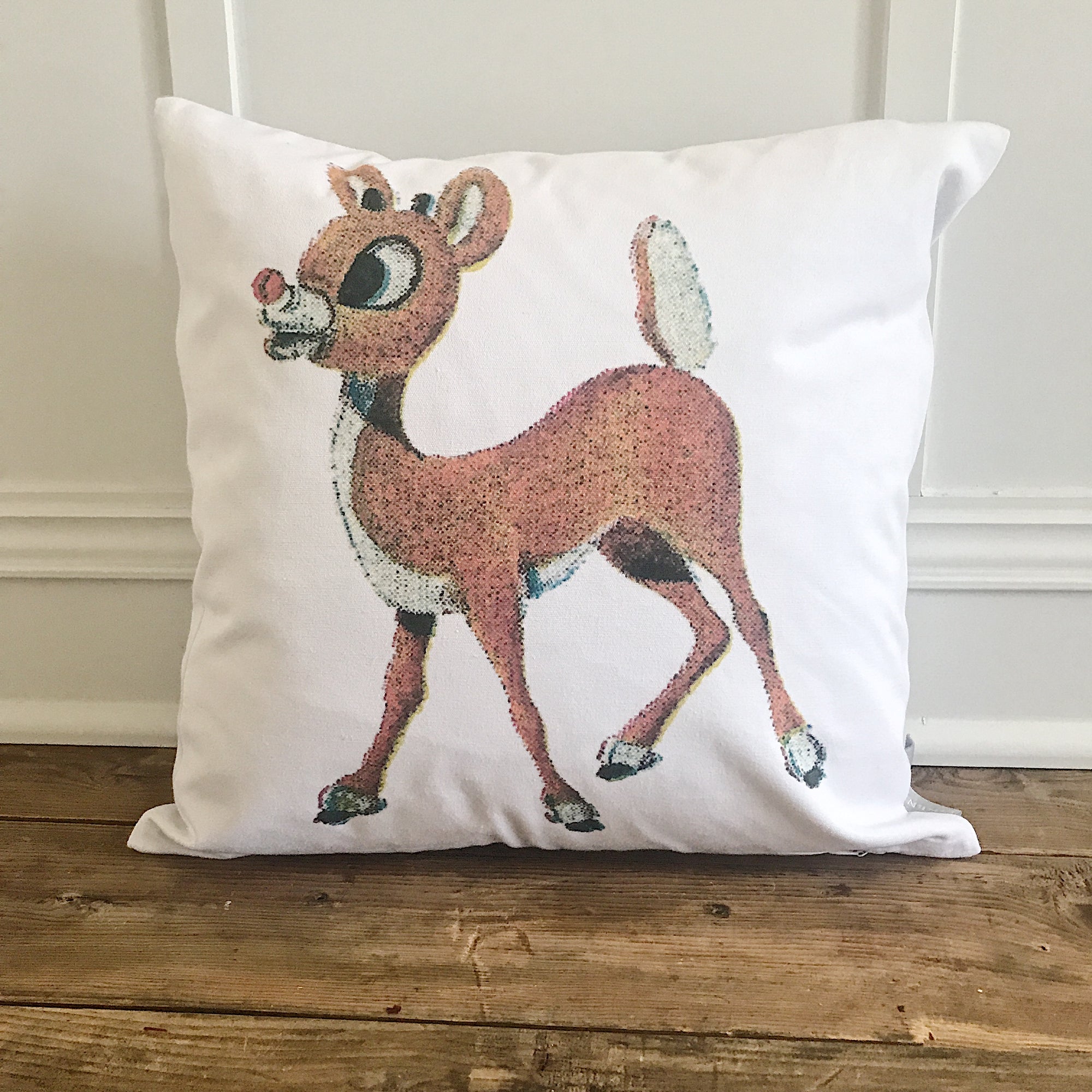 Vintage Rudolph Pillow Cover - Linen and Ivory