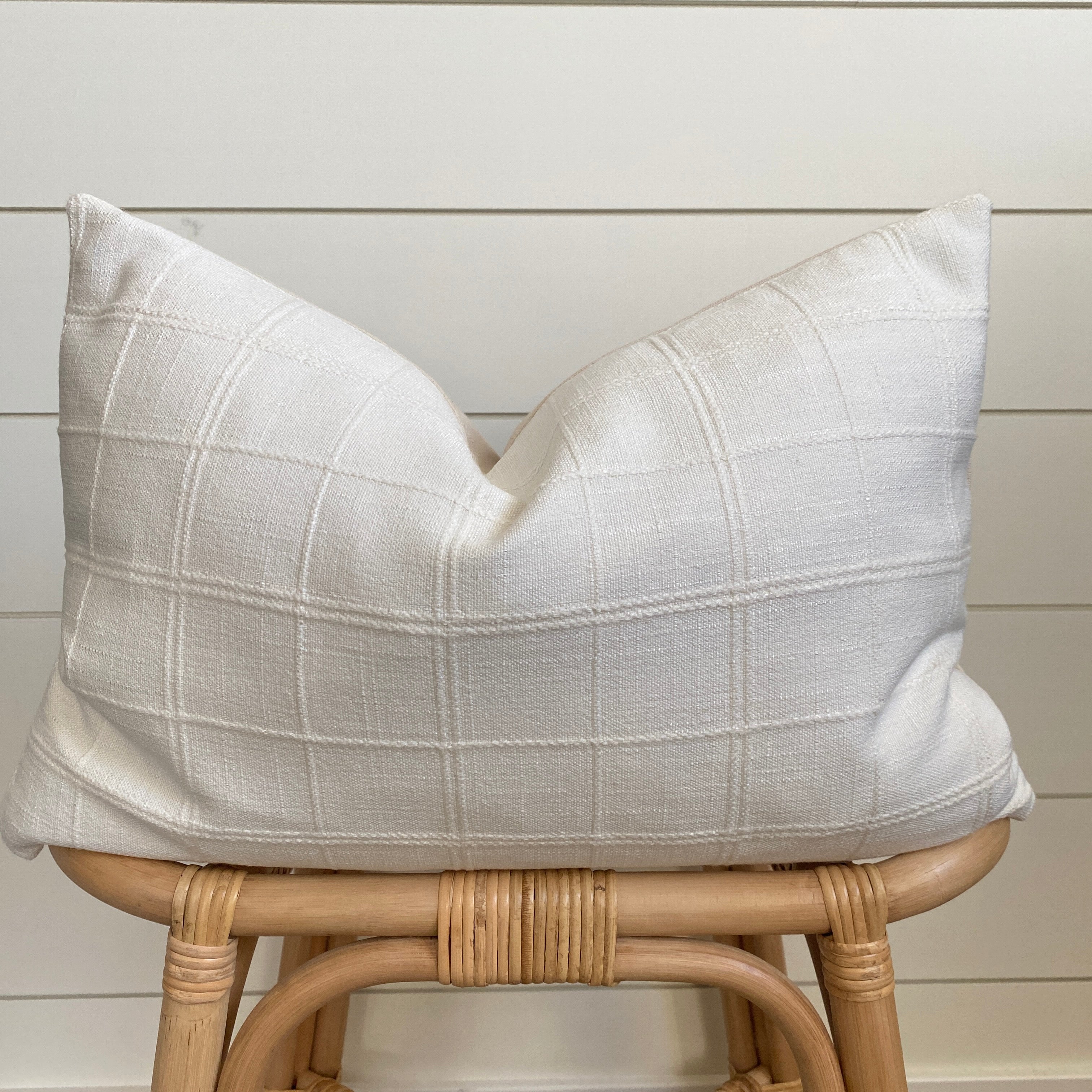KIAH || Ivory Window Pane Pillow Cover