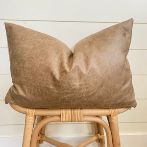 MONTANA || Whiskey Faux Leather Pillow Cover