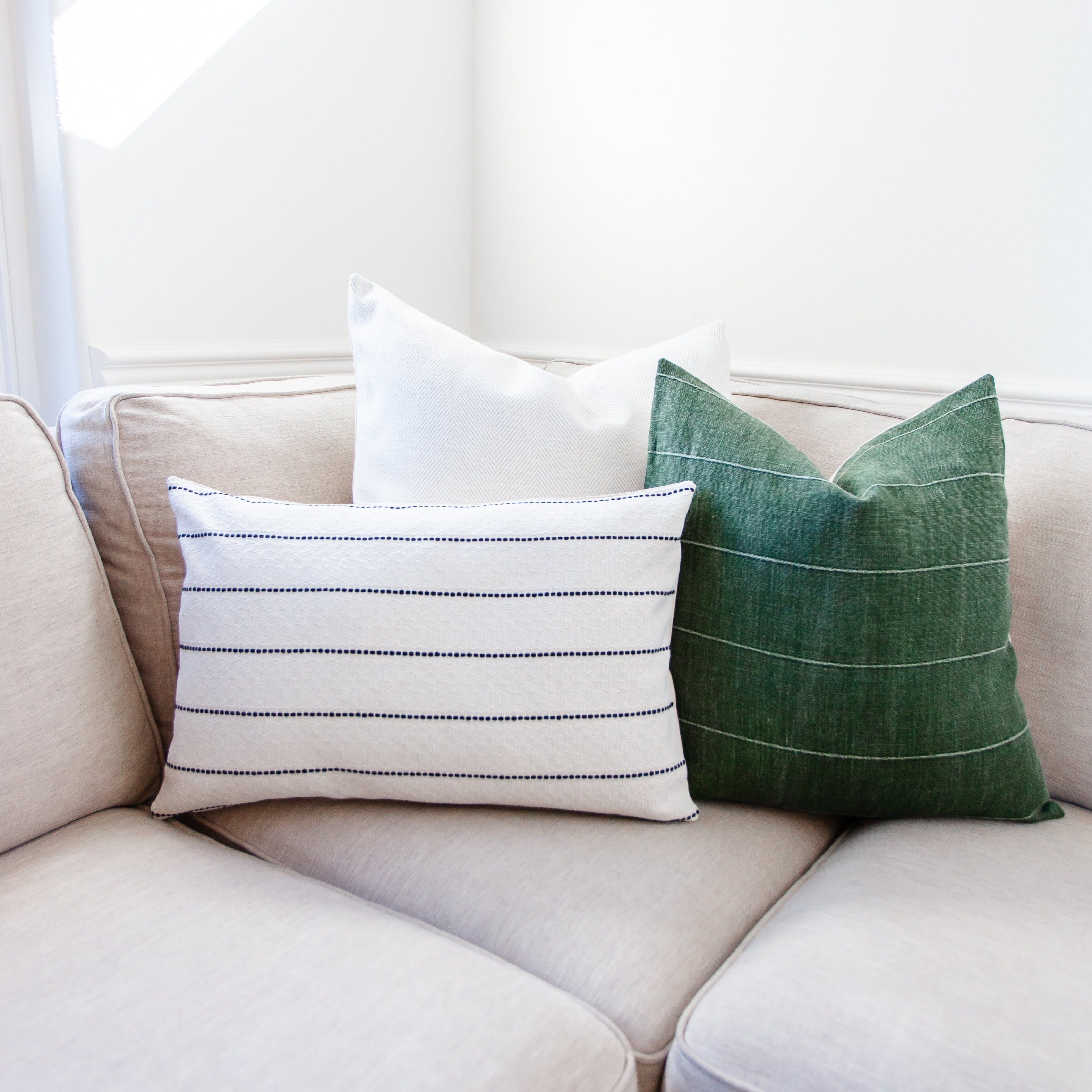 "Holden" Black Striped Pillow Cover-House on 77th Collection - Linen and Ivory