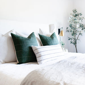 "Holden" Black Striped Pillow Cover-House on 77th Collection - Linen and Ivory