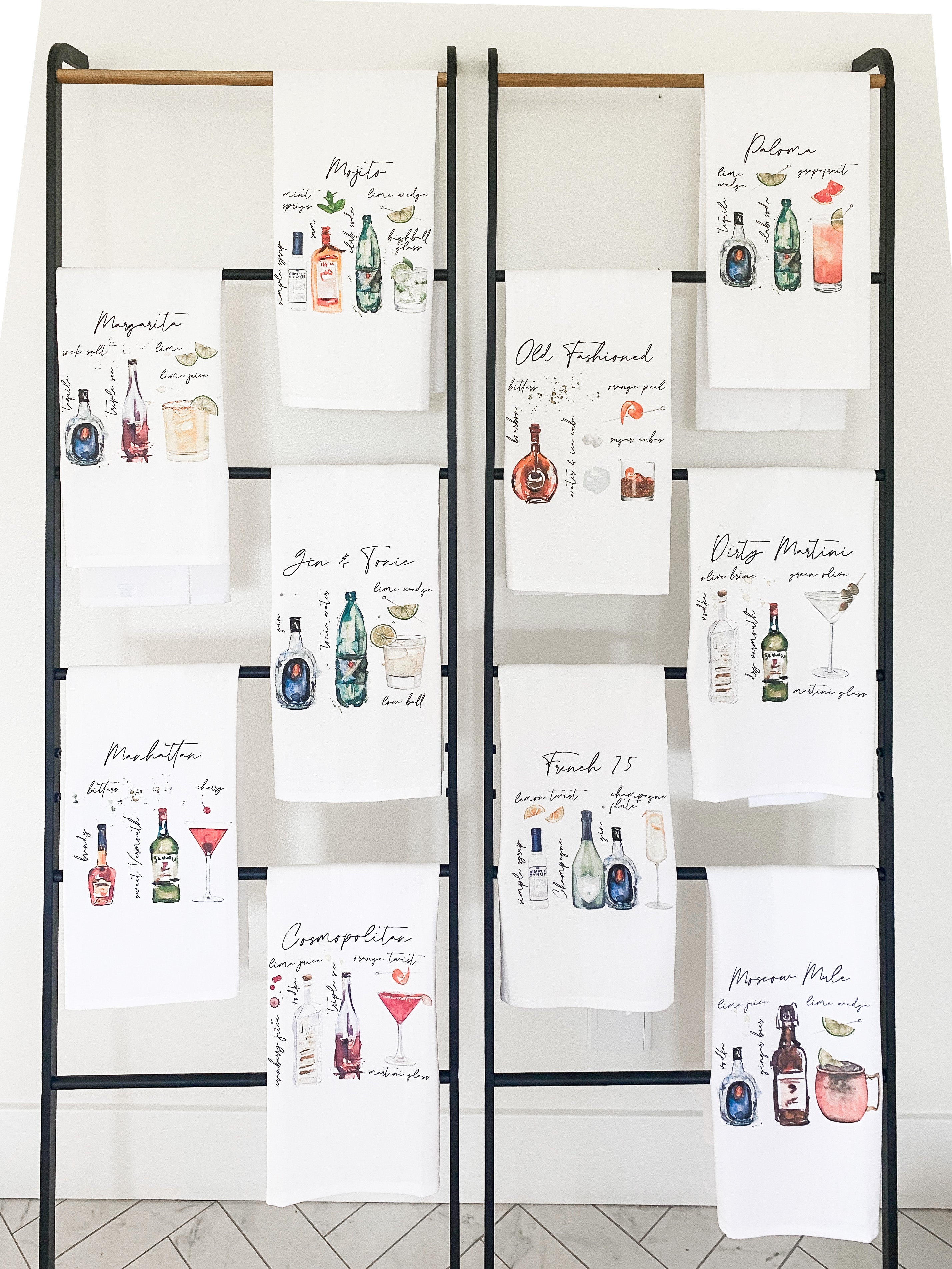 Cosmopolitan Watercolor Tea Towel