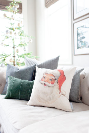 Vintage Santa Pillow Cover - Linen and Ivory