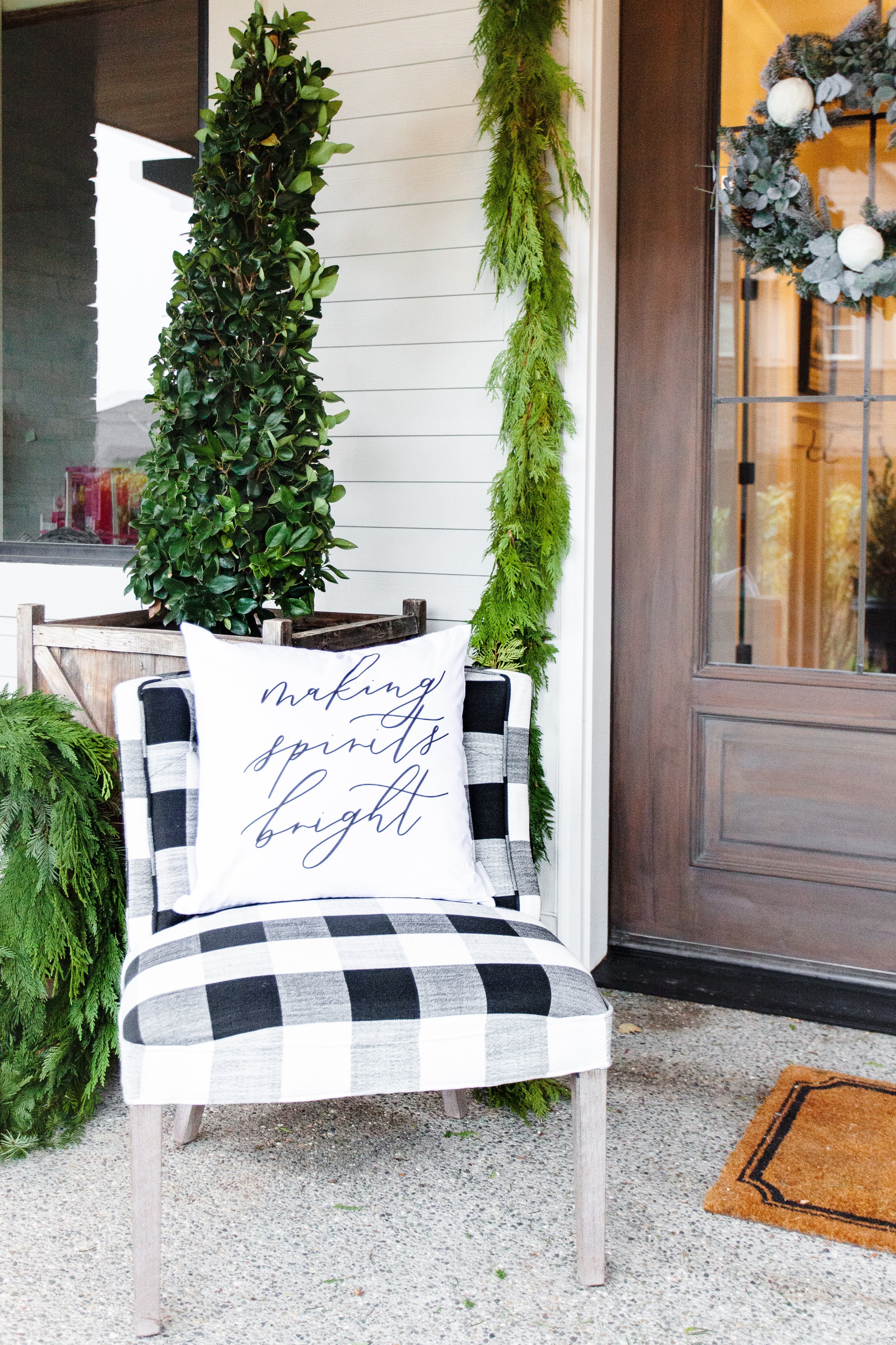 Making Spirits Bright Calligraphy Pillow Cover - Linen and Ivory