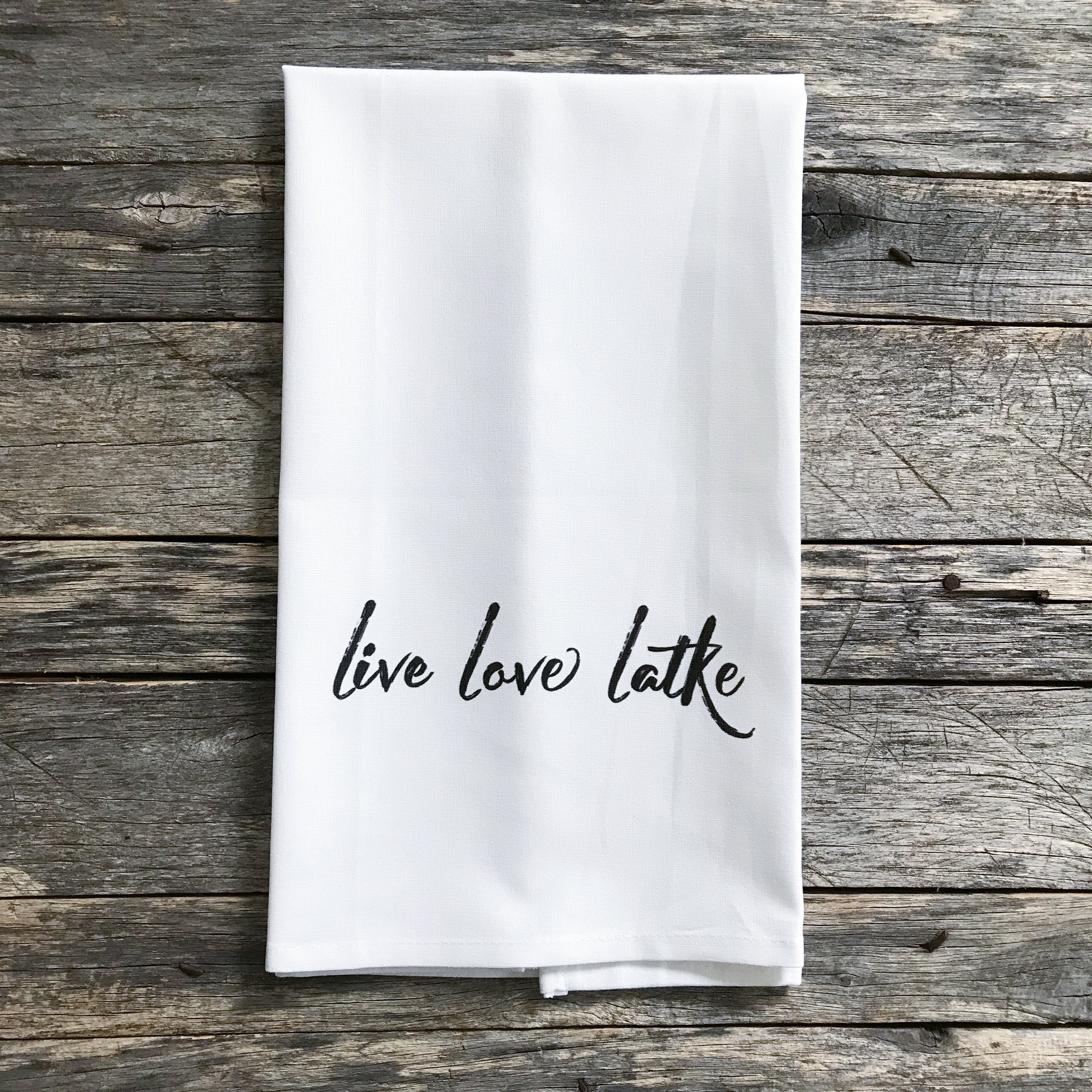 Live Love Latke Tea Towel - Linen and Ivory