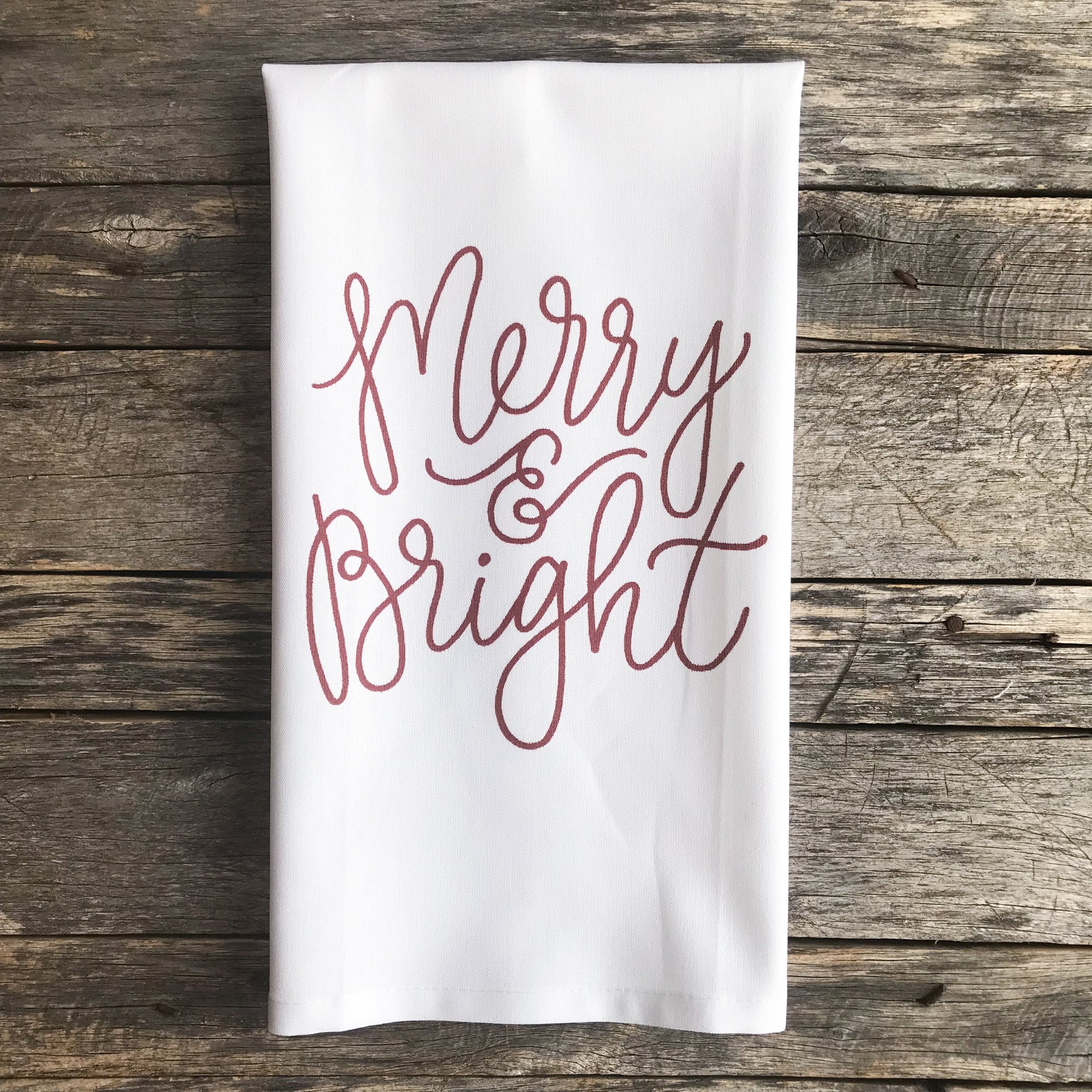 Merry & Bright Tea Towel - Linen and Ivory