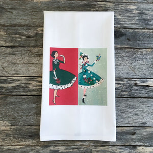 Mid Mod Ladies Tea Towel - Linen and Ivory