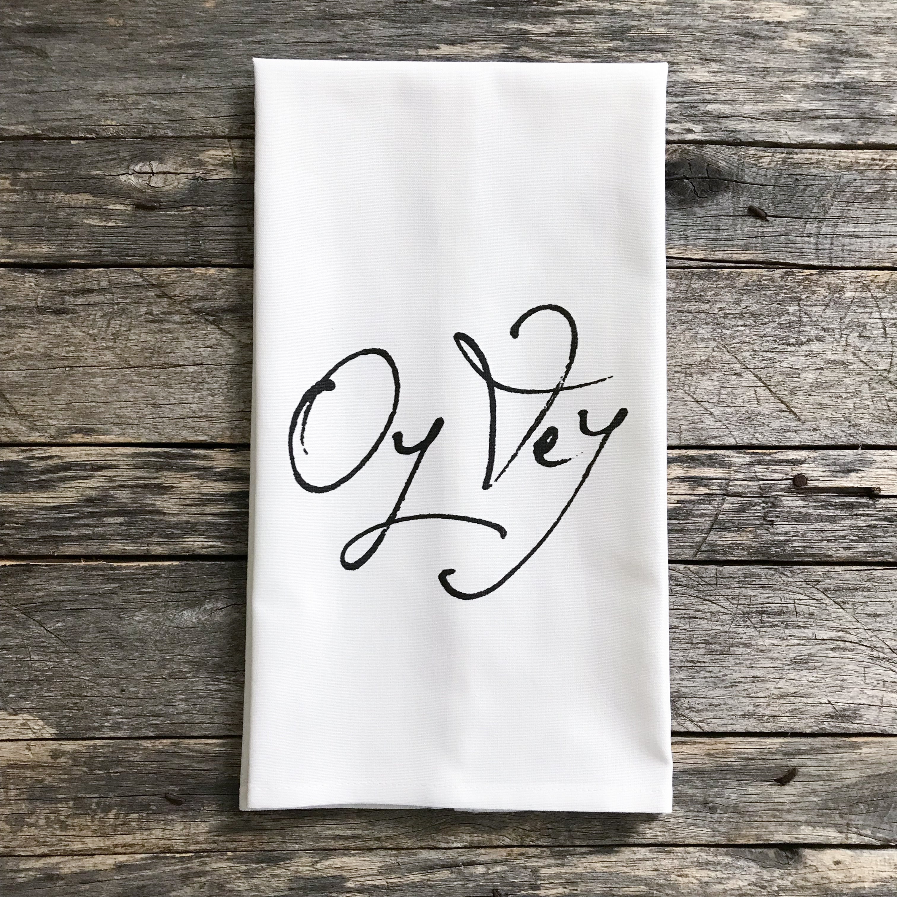 Oy Vey Tea Towel - Linen and Ivory