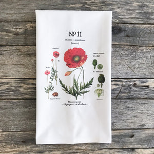 Poppy Botanical Tea Towel - Linen and Ivory