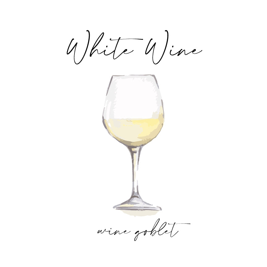 Watercolor White Wine Tea Towel - Linen and Ivory