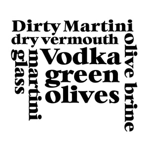 Dirty Martini Words Tea Towel - Linen and Ivory
