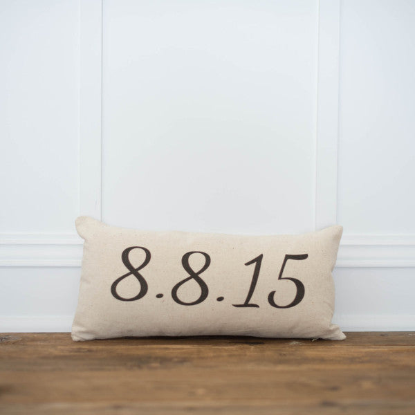 Custom Date Pillow Cover - Linen and Ivory
