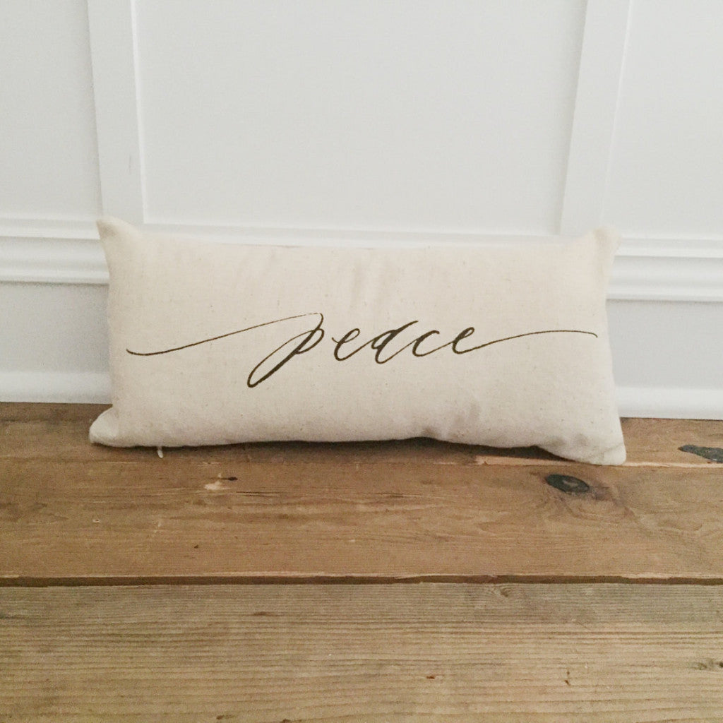 Peace Calligraphy Pillow Cover - Linen and Ivory