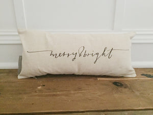 Merry & Bright Pillow Cover - Linen and Ivory