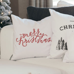 Merry Christmas Pillow Cover - Linen and Ivory