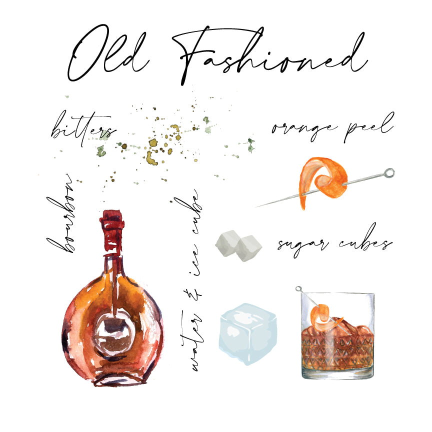 Old Fashioned Watercolor Tea Towel - Linen and Ivory