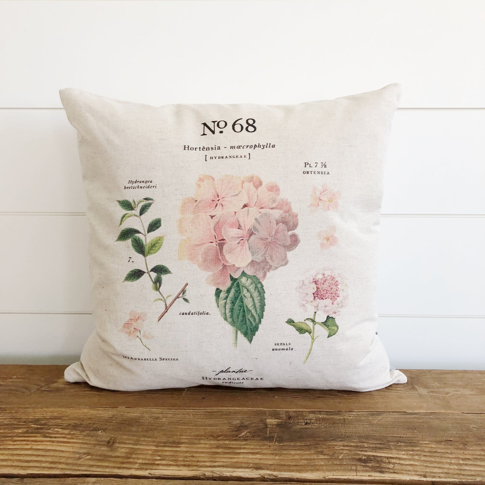 Hydrangea Botanical Pillow Cover (Pink) - Linen and Ivory